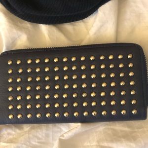 Purse wallet navy gold beads